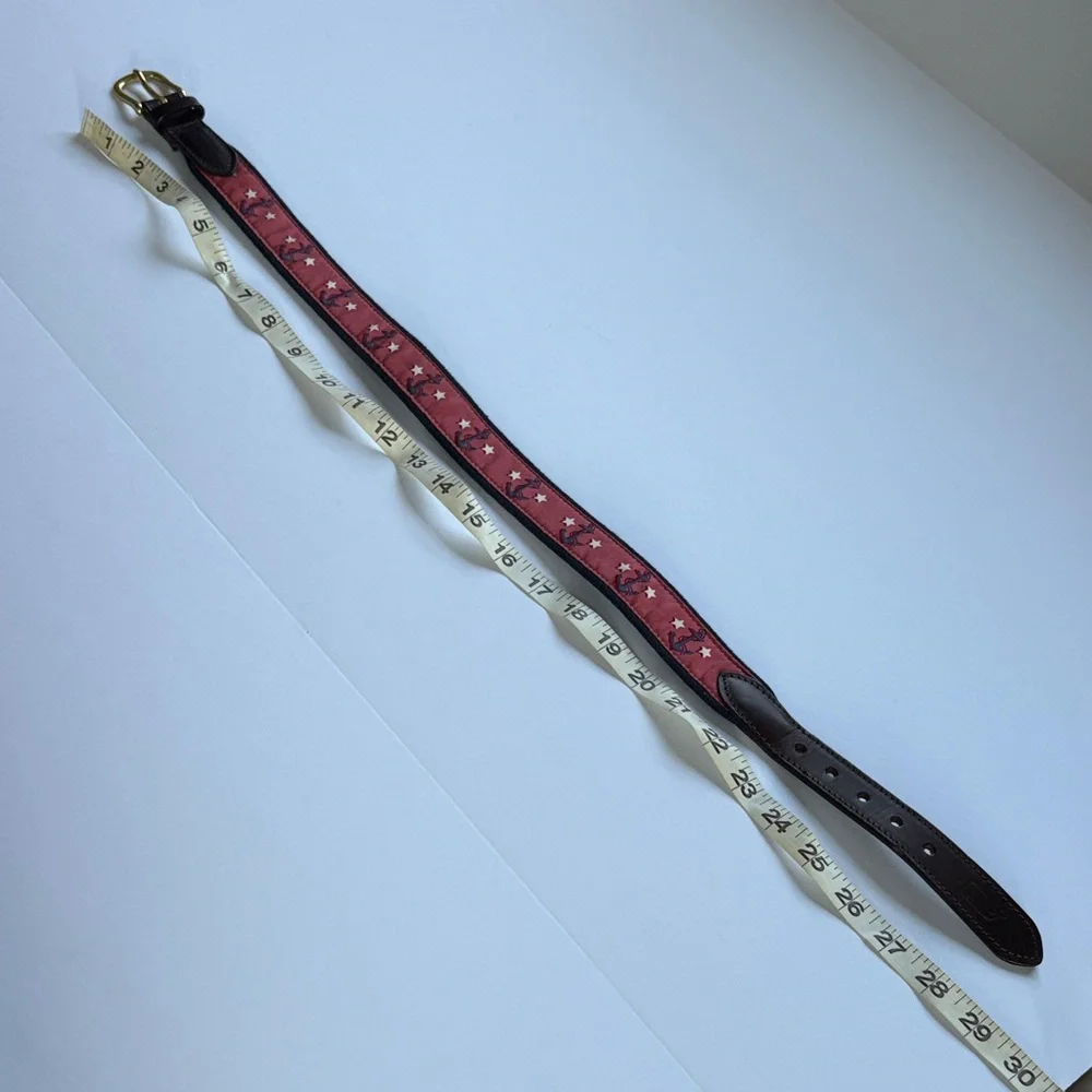 VINEYARD VINES Red/Navy Anchor Patterned Kids Belt